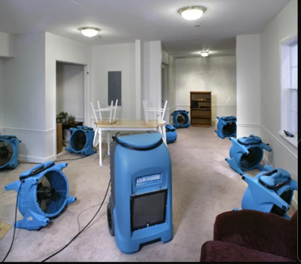 Air movers and dehumidifier setup for Water Extraction & Removal in Ardmore